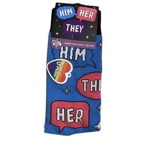 Main And Local Pride "Him, Her & They" Pronouns Unisex Crew Socks